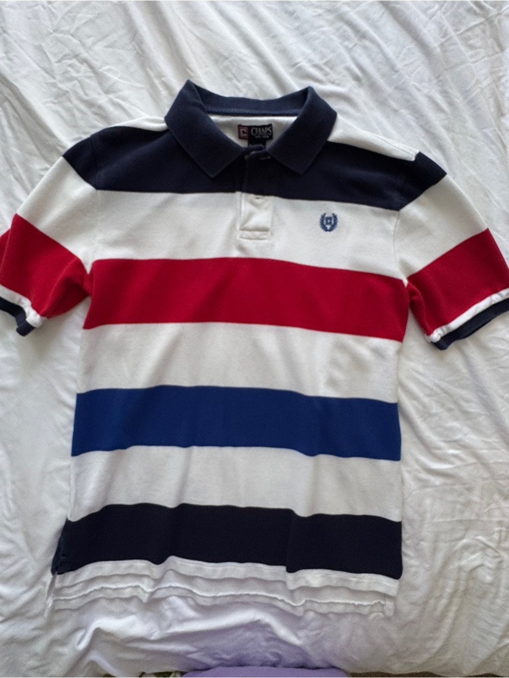 Chaps Boys' Navy, Red & Blue Striped Polo